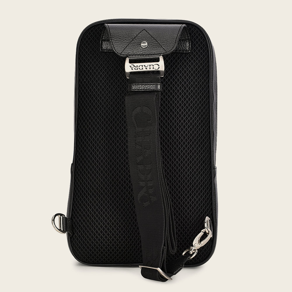 Cuadra Men's Luxury Black Deer Leather Crossbody Messenger Bag (DU485/BO462VE Black)