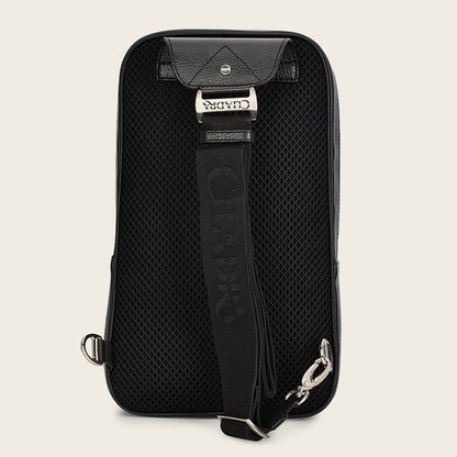 Cuadra Men's Luxury Black Deer Leather Crossbody Messenger Bag (DU485/BO462VE Black)
