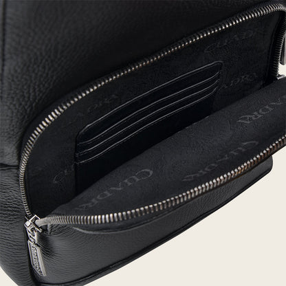 Cuadra Men's Luxury Black Deer Leather Crossbody Messenger Bag (DU485/BO462VE Black)