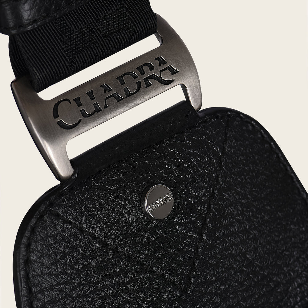 Cuadra Men's Luxury Black Deer Leather Crossbody Messenger Bag (DU485/BO462VE Black)