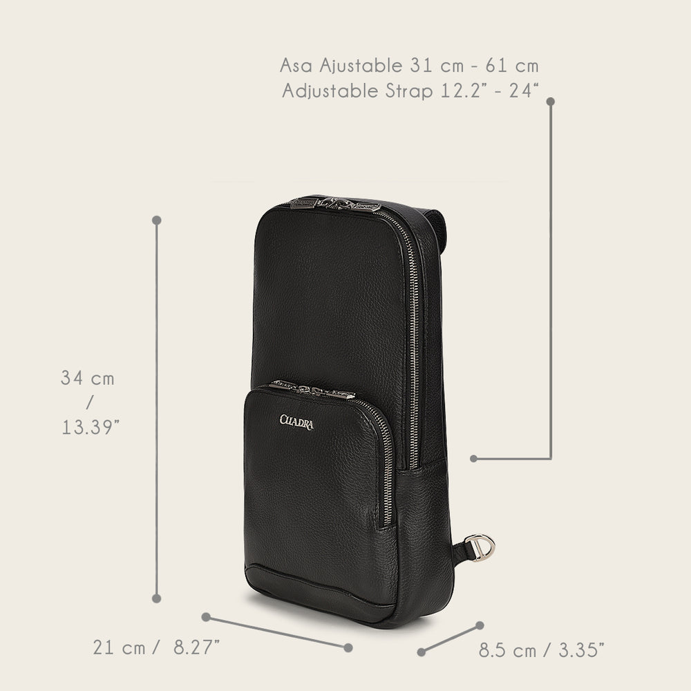 Cuadra Men's Luxury Black Deer Leather Crossbody Messenger Bag (DU485/BO462VE Black)