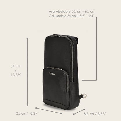 Cuadra Men's Luxury Black Deer Leather Crossbody Messenger Bag (DU485/BO462VE Black)