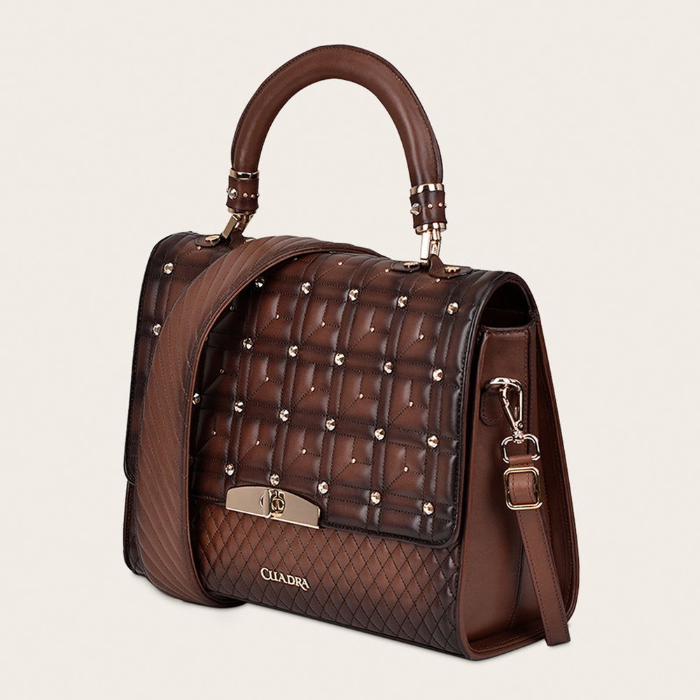 Bolso Cuadra para mujer en color marrón miel con asa superior (DU406/BOD07RS - Res Azteca Miel)