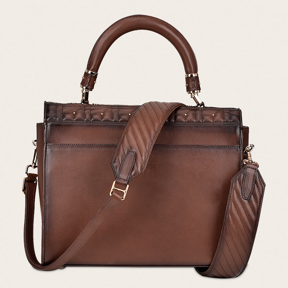 Bolso Cuadra para mujer en color marrón miel con asa superior (DU406/BOD07RS - Res Azteca Miel)