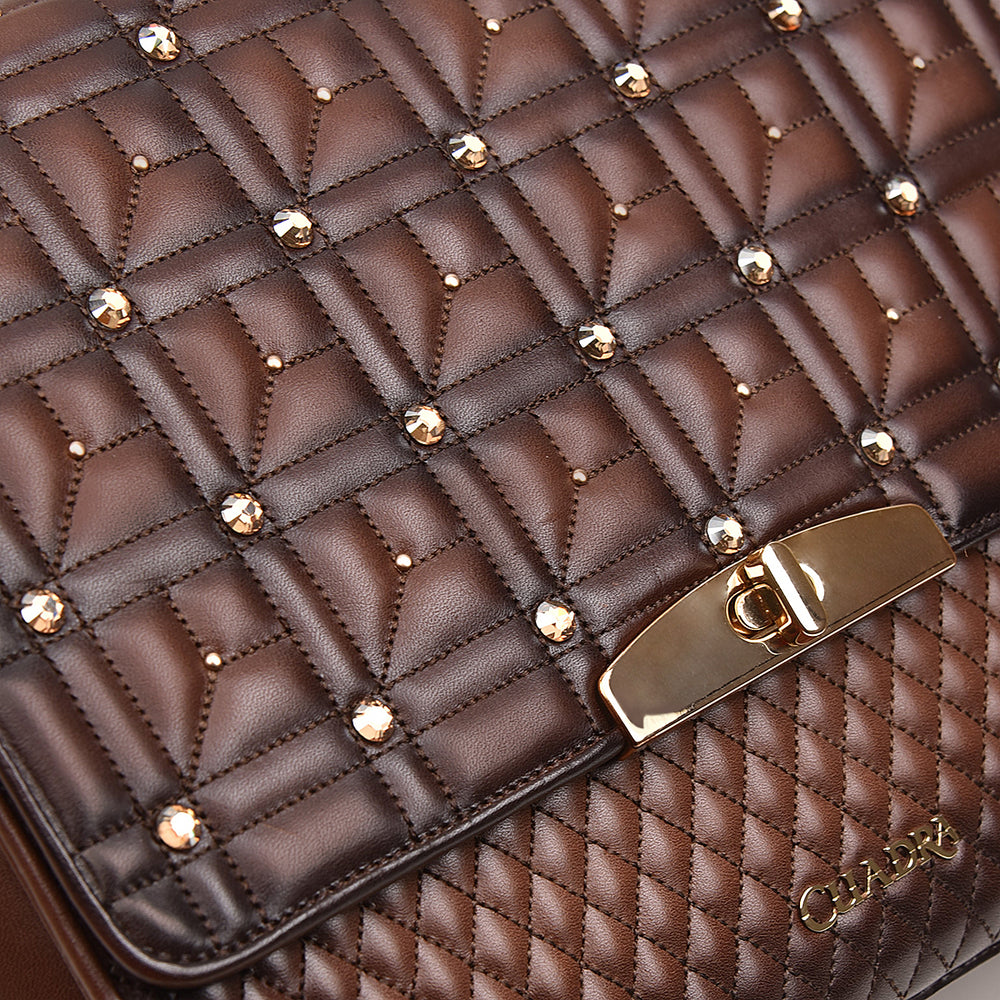 Bolso Cuadra para mujer en color marrón miel con asa superior (DU406/BOD07RS - Res Azteca Miel)