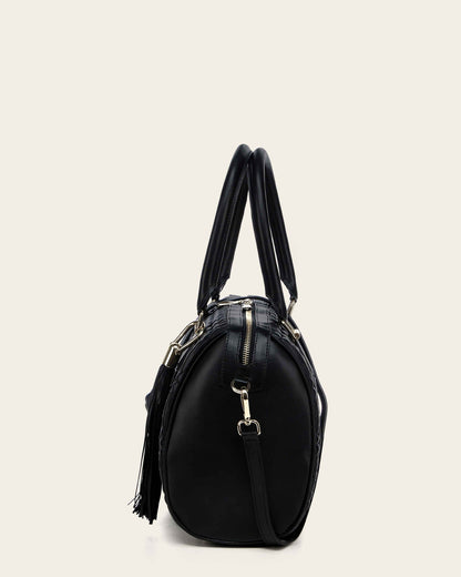 Cuadra Women's Elegant Black Handbag in Genuine Lamb Leather with Crystal Accents (DU740/BOD3KBO Black)