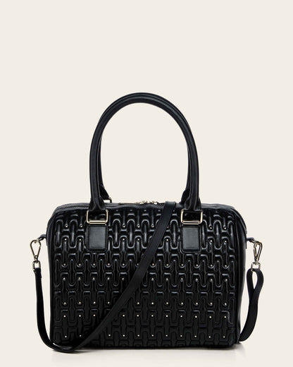 Cuadra Women's Elegant Black Handbag in Genuine Lamb Leather with Crystal Accents (DU740/BOD3KBO Black)