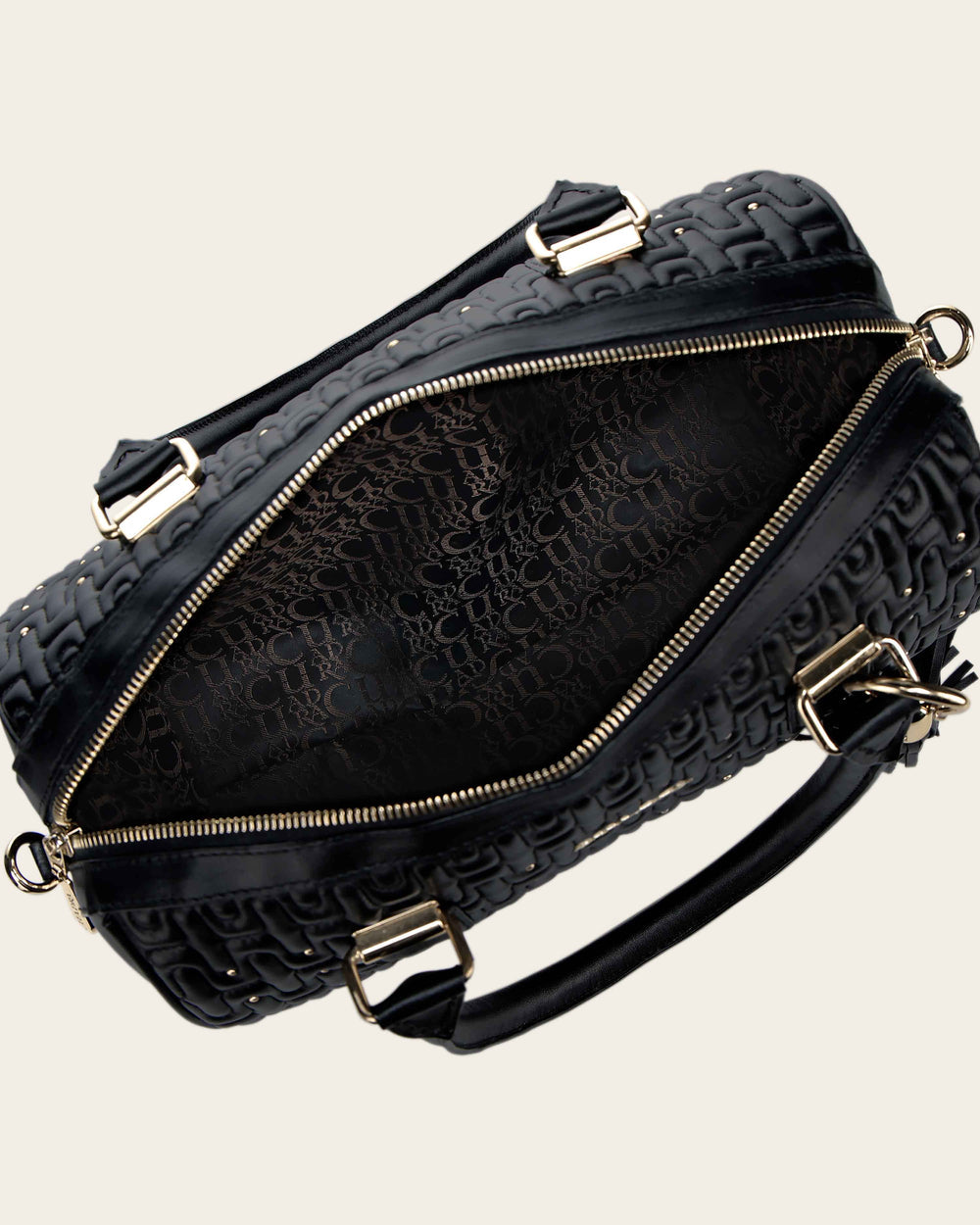 Cuadra Women's Elegant Black Handbag in Genuine Lamb Leather with Crystal Accents (DU740/BOD3KBO Black)