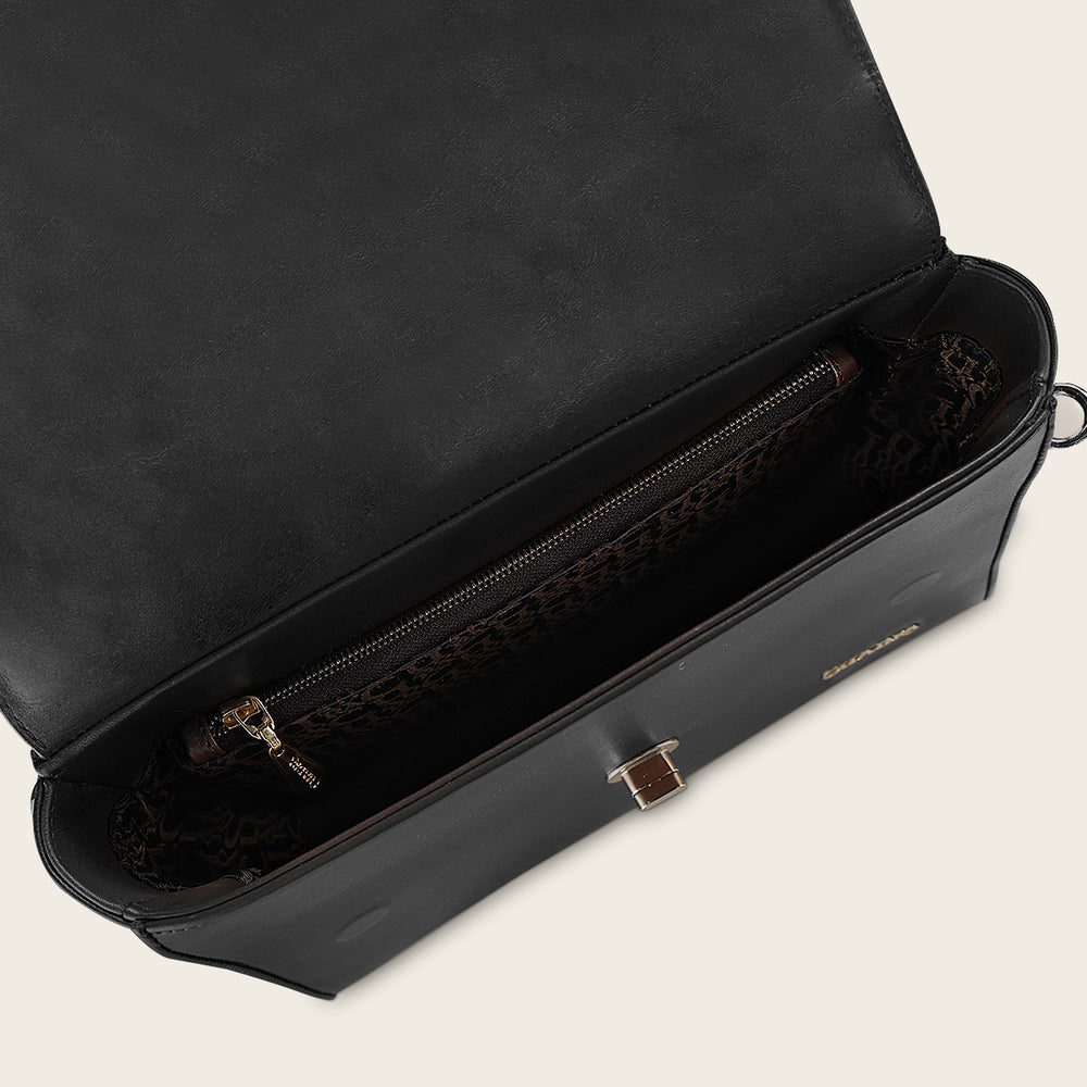 Cuadra Women's Luxury Black Handbag in Genuine Bovine Leather with Crystals (DU743/BOD3MRS Res Azteca Negro)