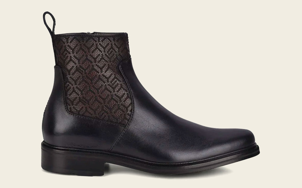 Franco Cuadra Men's Black Leather Chelsea Dress Boots (FC599/G89TSRS - Black)