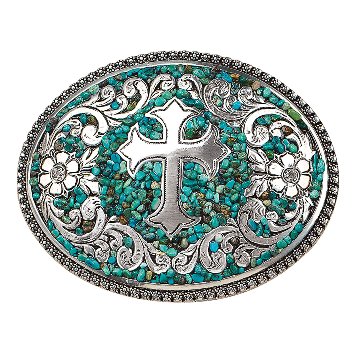 Blazin Roxx Turquoise Stone Cross Belt Buckle (37914)