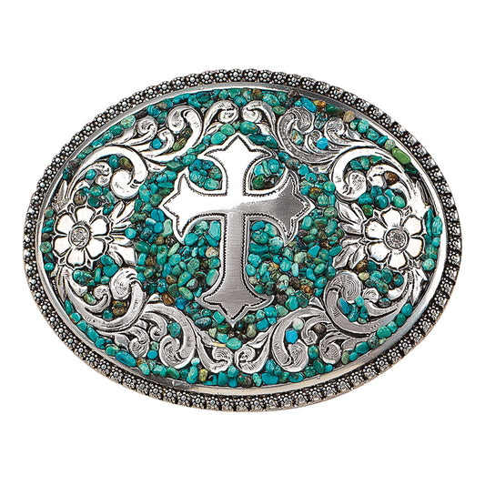 Blazin Roxx Turquoise Stone Cross Belt Buckle (37914)