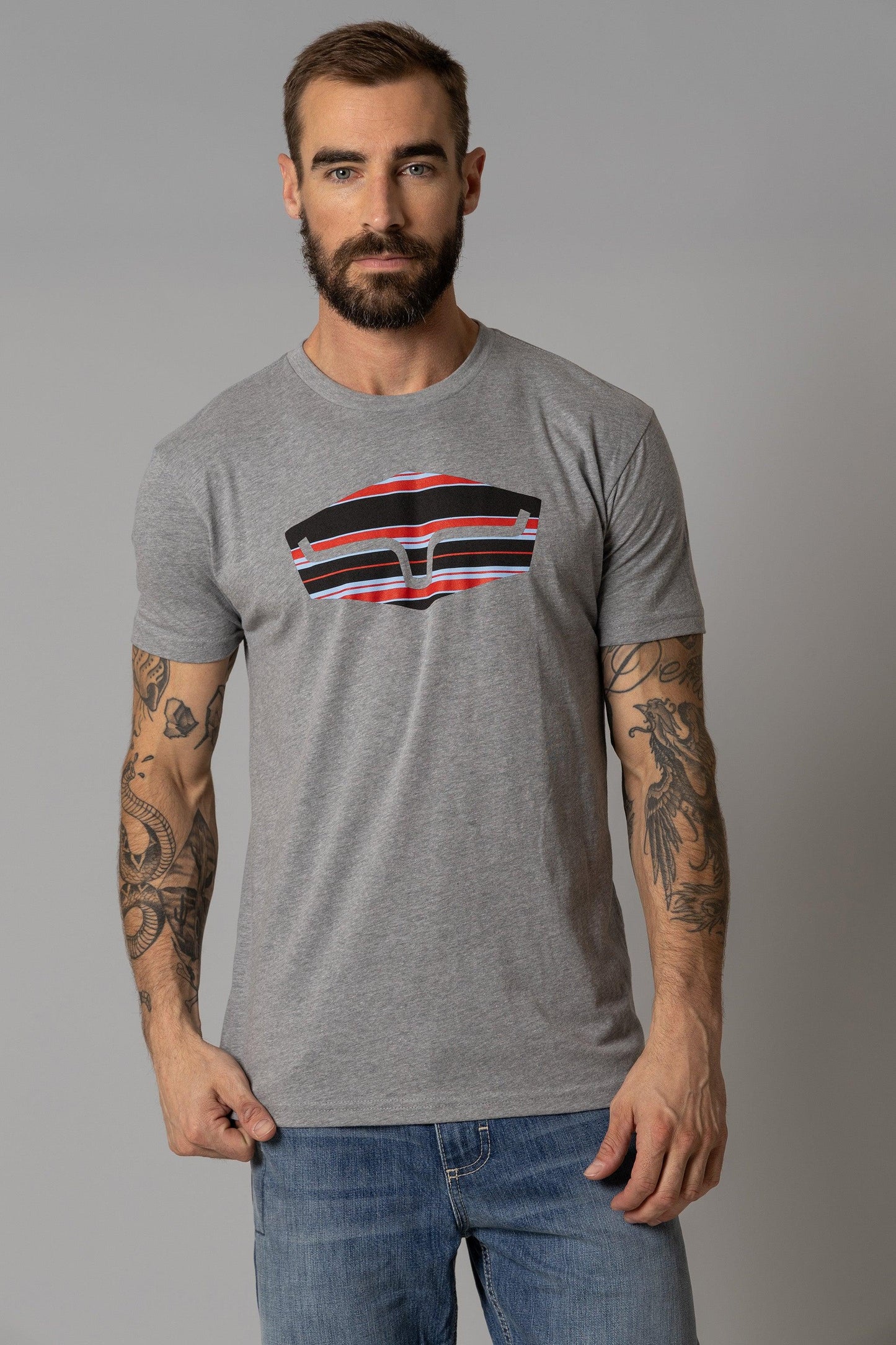 Camiseta a rayas Kimes Ranch para hombre (gris oscuro)