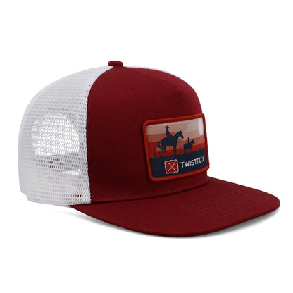 Twisted X Men's Western Patch Snapback (CAP0007 Burgundy/White)