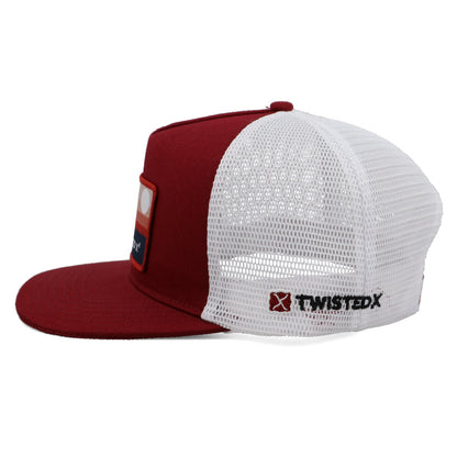 Twisted X Men's Western Patch Snapback (CAP0007 Burgundy/White)