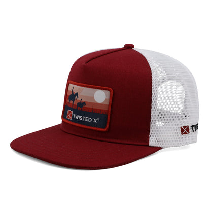 Twisted X Men's Western Patch Snapback (CAP0007 Burgundy/White)