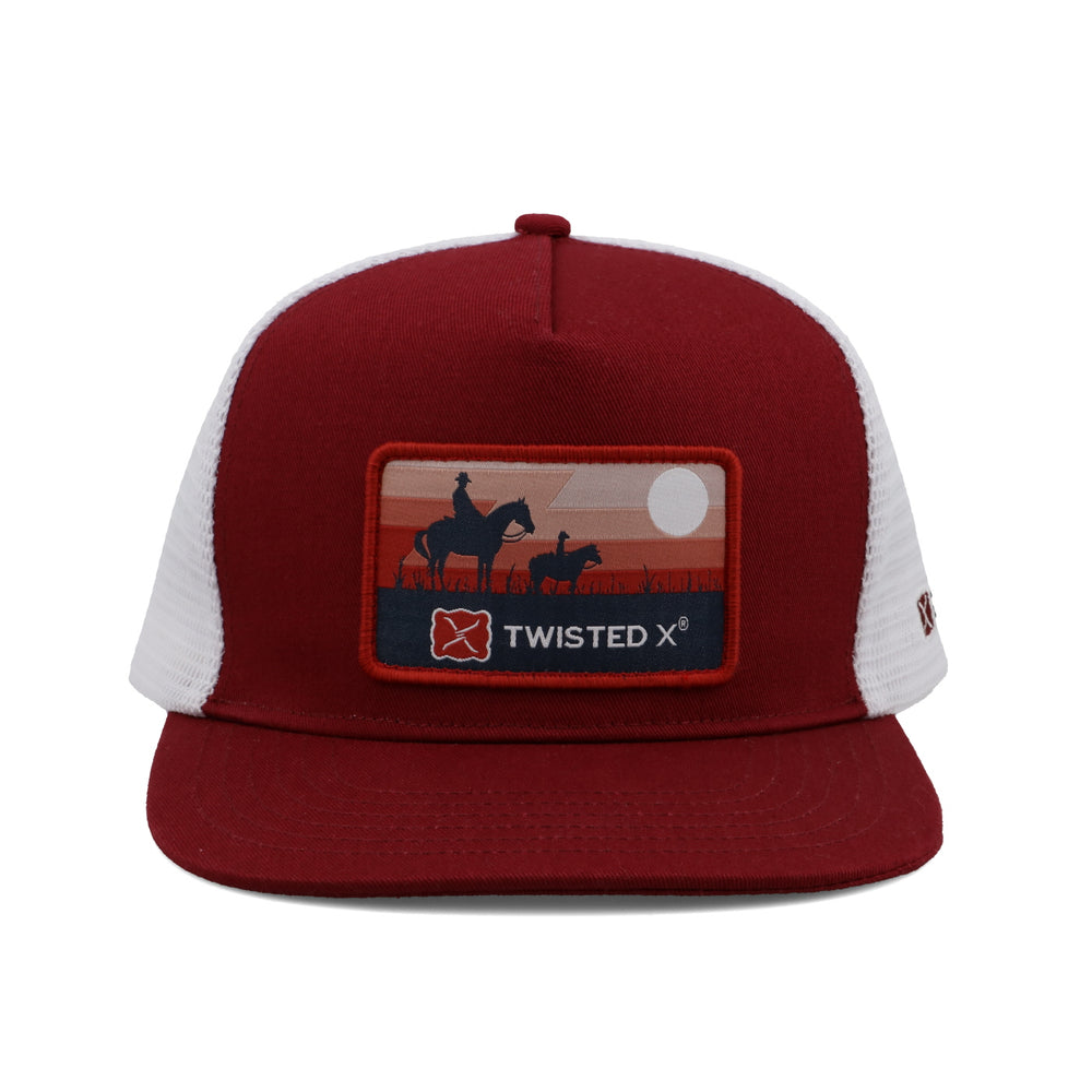 Twisted X Men's Western Patch Snapback (CAP0007 Burgundy/White)