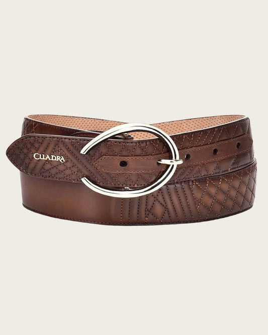 Cuadra Women's Brown Embroidered Belt (CD923RS - Honey Embroidery)