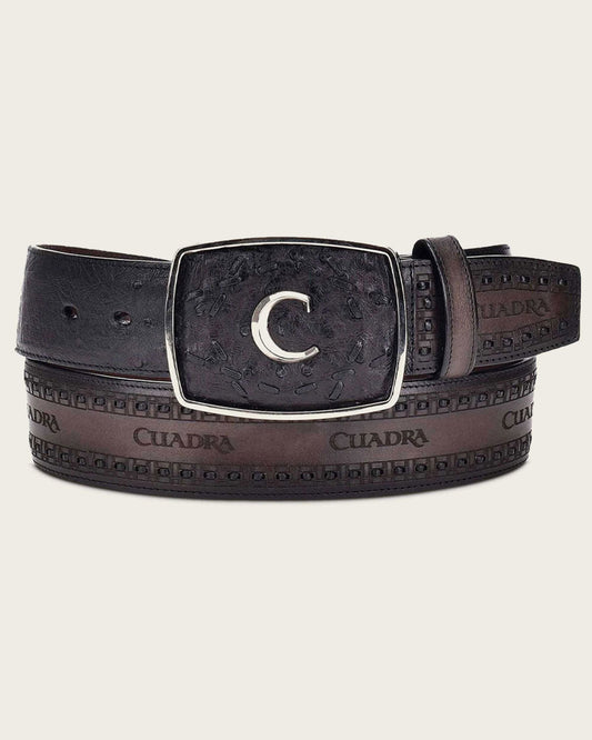 Cuadra Men's Black Western Ostrich Belt (BC205/CV397BA- Ostrich Black)