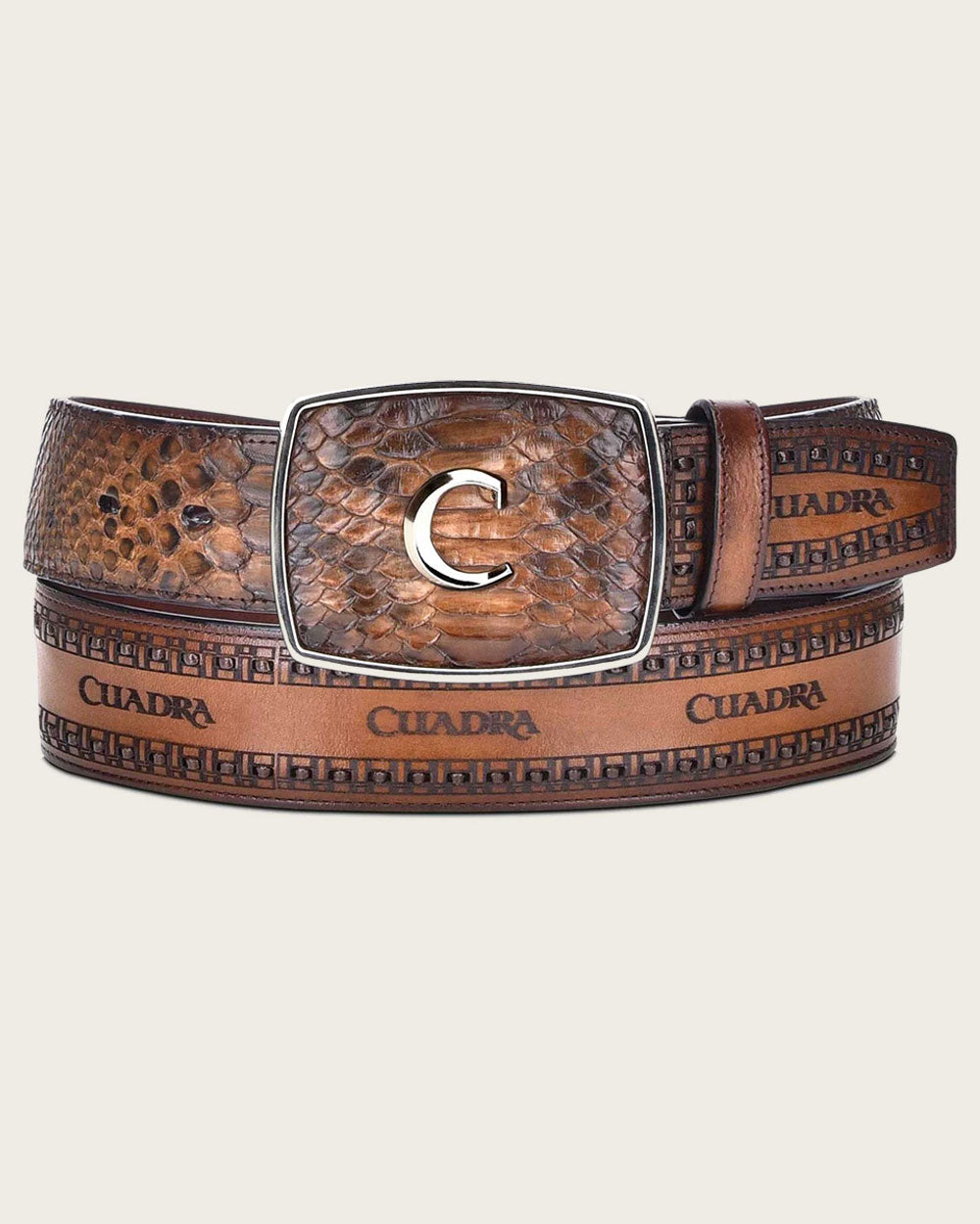 Cuadra Men's Honey Western Python Belt (BC424/CV397PI - Honey)