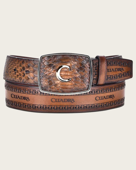 Cuadra Men's Honey Western Python Belt (BC235/CV397PI - Honey)