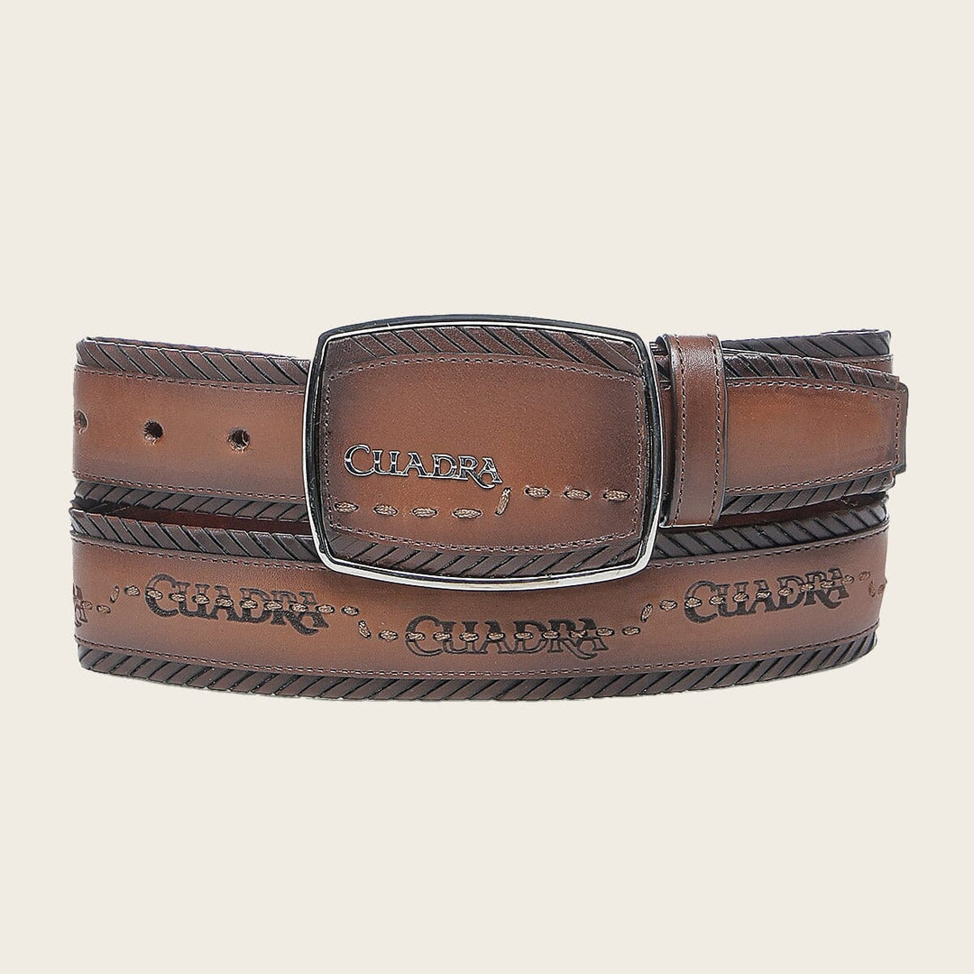 Cuadra Men's Honey Brown Bovine Western Belt (BC403/CV506RS - Honey)