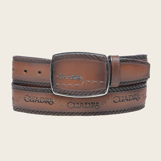 Cuadra Men's Honey Brown Bovine Western Belt (BC403/CV506RS - Honey)