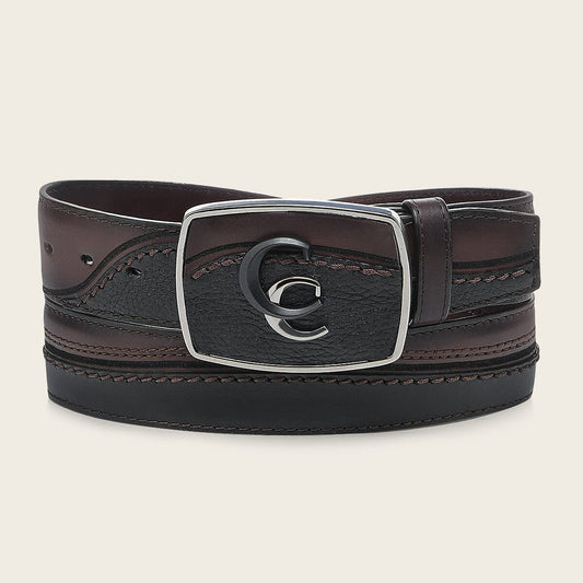 Cuadra Men's Deer Cowboy Belt (BC406/CV510VE - Black)
