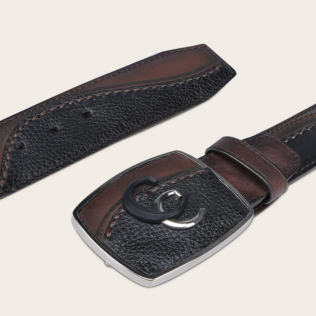 Cuadra Men's Deer Cowboy Belt (BC406/CV510VE - Black)