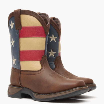Botas vaqueras con bandera para niños grandes Lil' Rebel de Durango (DBT0160)
