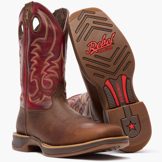 Botas vaqueras Rebel by Durango X-Pand para hombre, color marrón (DDB0516), antideslizantes y resistentes al aceite