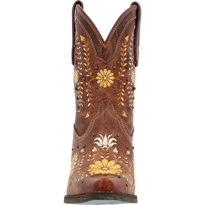 Botas vaqueras Crush by Durango con diseño de flores silvestres doradas para mujer (DRD0439)