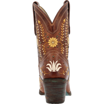 Botas vaqueras Crush by Durango con diseño de flores silvestres doradas para mujer (DRD0439)