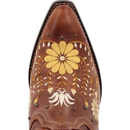 Botas vaqueras Crush by Durango con diseño de flores silvestres doradas para mujer (DRD0439)