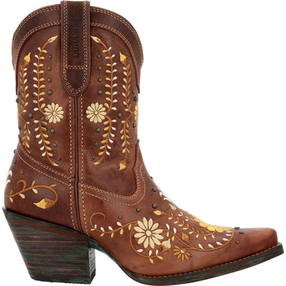 Botas vaqueras Crush by Durango con diseño de flores silvestres doradas para mujer (DRD0439)