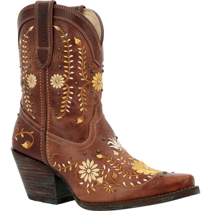 Botas vaqueras Crush by Durango con diseño de flores silvestres doradas para mujer (DRD0439)