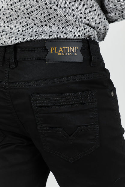 Pantalón elástico Platini Slade de corte relajado para hombre (FSJ3405 - Negro)
