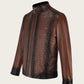 Cuadra Men's Brown Mandarin Neck Leather Jacket (JC160/H293COB)