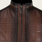 Cuadra Men's Brown Mandarin Neck Leather Jacket (JC160/H293COB)
