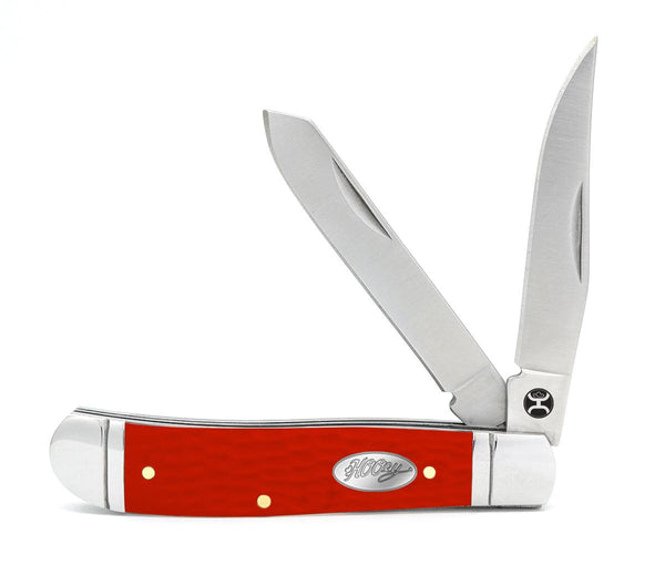 Hooey Large 4-1/4” Red Jig Bone Trapper Knife (HK126)
