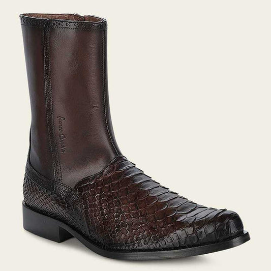 Franco Cuadra Men's Hand-Painted Brown Python Leather Dress Boots (FC818/827PBTS - Brown)