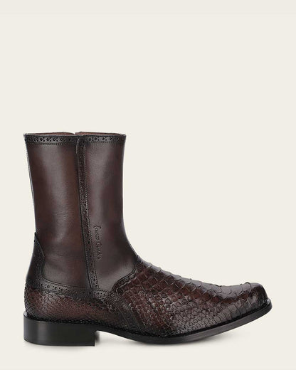 Franco Cuadra Men's Hand-Painted Brown Python Leather Dress Boots (FC818/827PBTS - Brown)