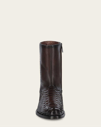 Franco Cuadra Men's Hand-Painted Brown Python Leather Dress Boots (FC818/827PBTS - Brown)