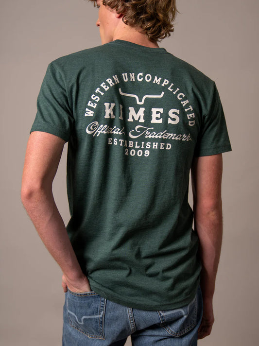 Camisa Kimes Ranch con texto grueso para hombre (MSH0000157 Verde bosque jaspeado) 