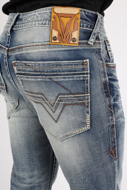 Vaqueros de corte bota azul Holt de Platini para hombre (CBJ9885 azul)