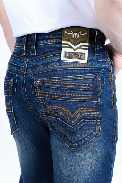 Vaqueros de corte bota Holt Slim de Platini para hombre (PHD9732)