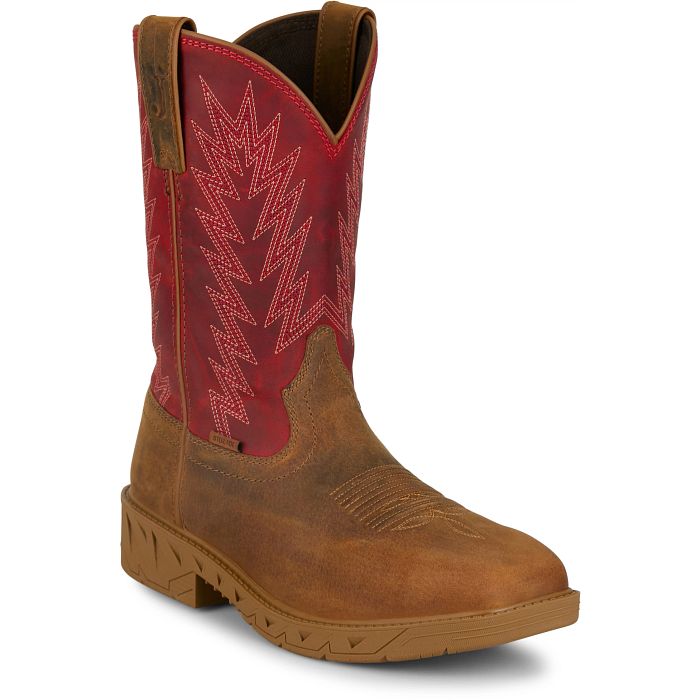 Botas Justin Mans de 11" impermeables con puntera de acero, color marrón búfalo de agua (PD4071)