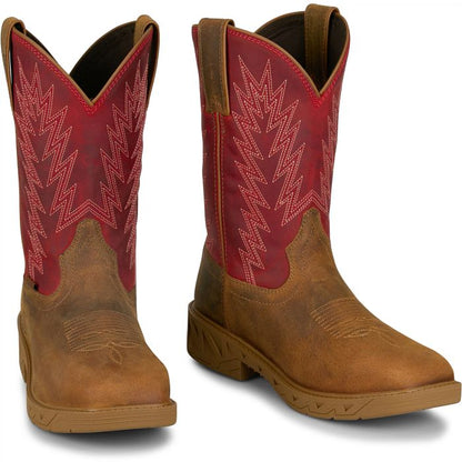 Botas Justin Mans de 11" impermeables con puntera de acero, color marrón búfalo de agua (PD4071)