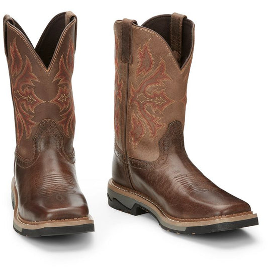 Justin Men's Bolt 11" Pull-On Work Boot (SE4100 / Caramel Brown)
