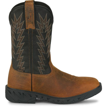 Justin Mans 11" Impermeable Sof Toe Square Negro Búfalo de Agua (PD4072)